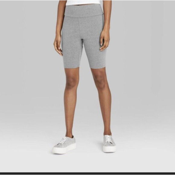 Women's High-Rise Bike Shorts - Wild Fable™ Solid Gray Small Tights- NWT - Picture 3 of 3